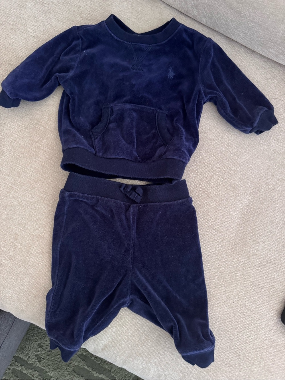 Ralph Lauren Navy Velour Two-Piece Set